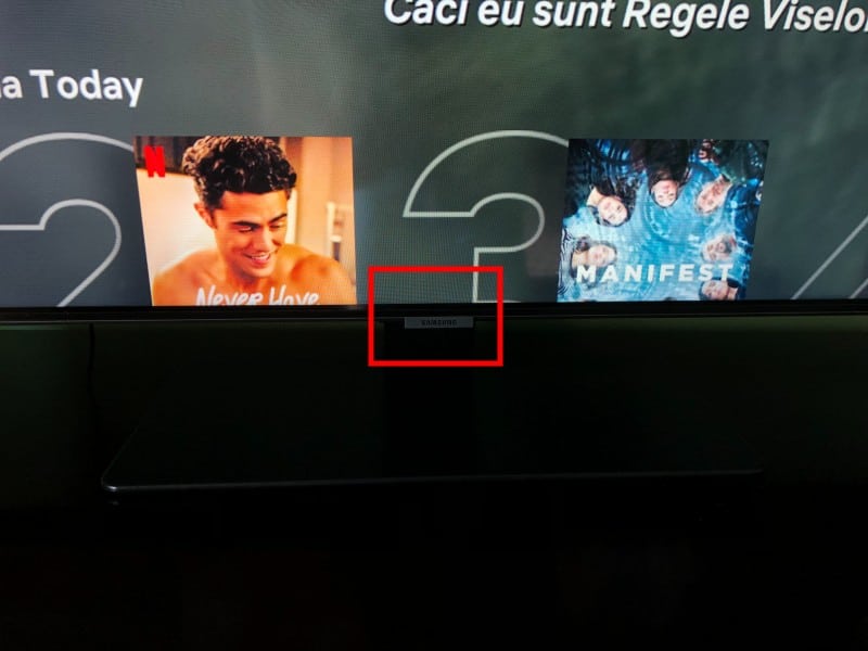 Samsung TV front power button location