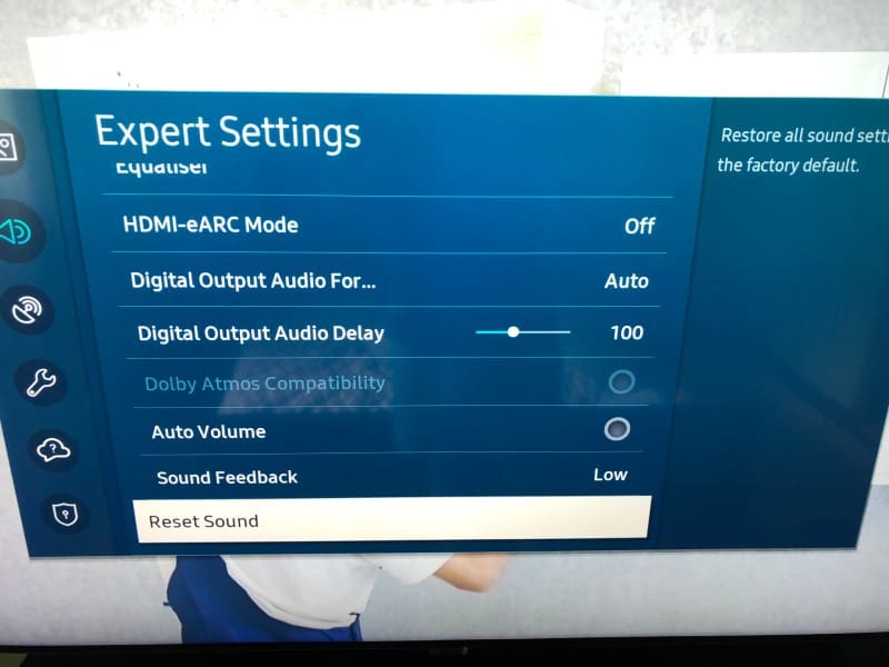 Samsung TV reset sound menu option
